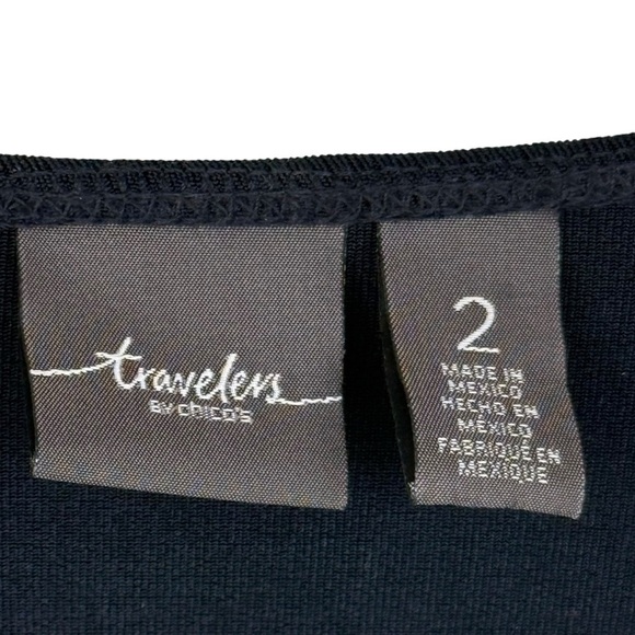 Chicos Travelers Size US Large Chicos 2 Bell Sleeve Tunic Top Blouse Black - Picture 6 of 9